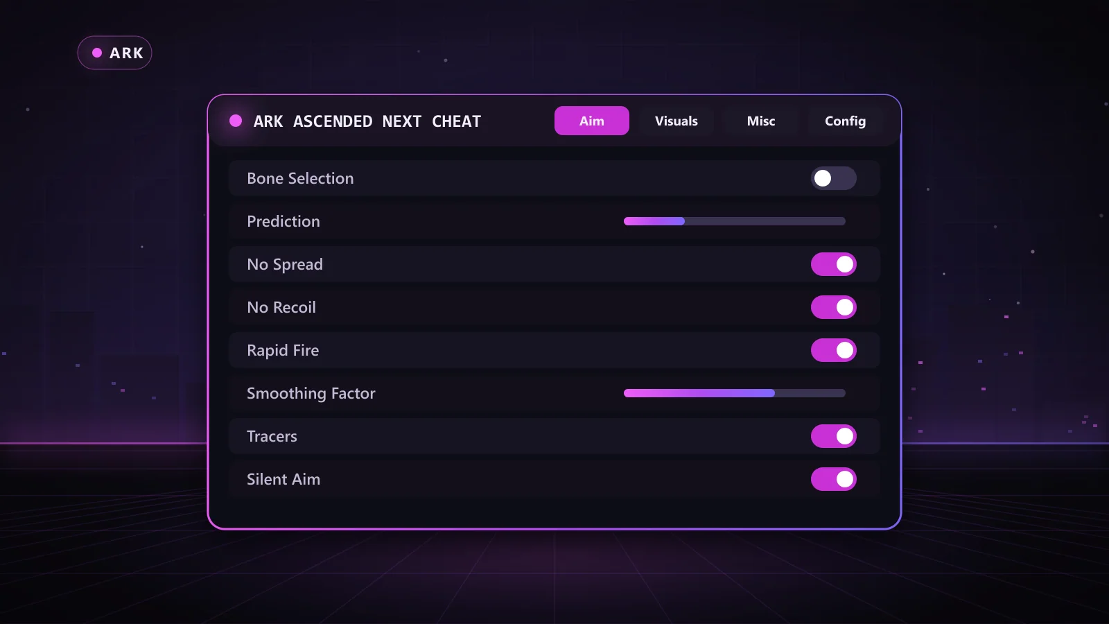 ARK Ascended Next Cheat for ARK: menu with Memory Aimbot, Silent Aim, Spoof Headshot