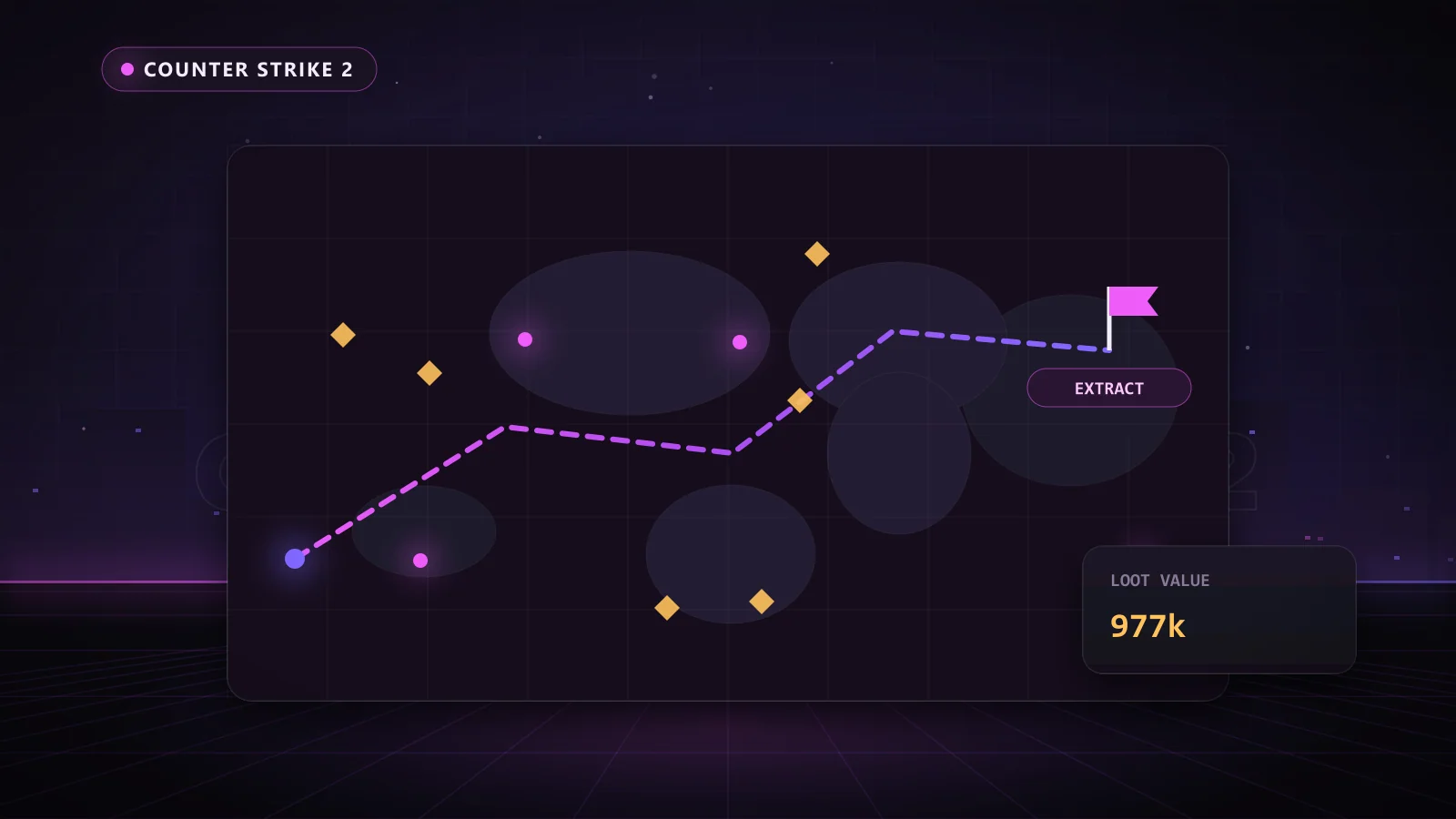 Illustration of a loot and extraction route map in Counter Strike 2