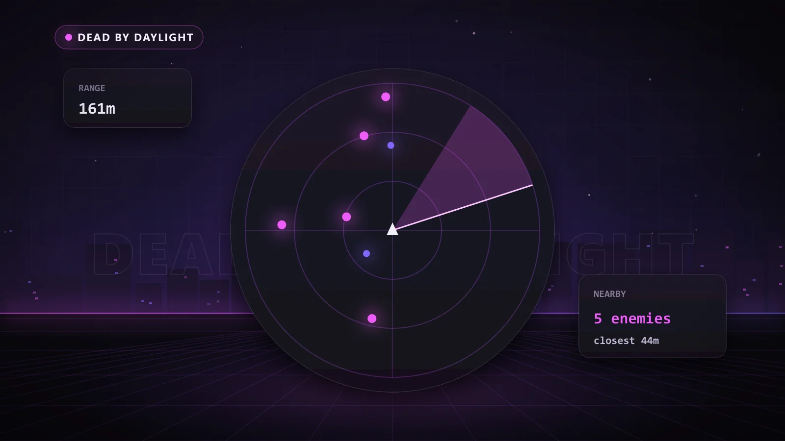 Illustration of a 2D radar showing nearby enemies in Dead by Daylight