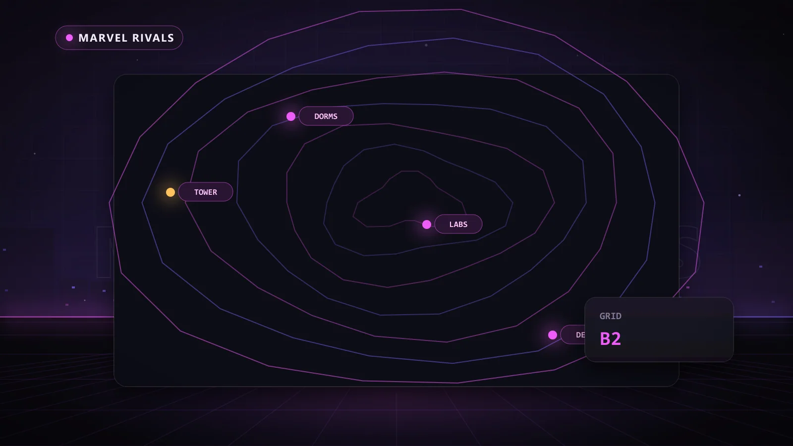 Illustration of a loot and extraction route map in Marvel Rivals