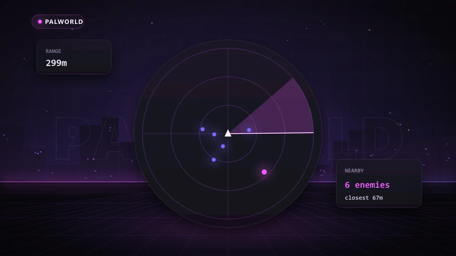 Illustration of a 2D radar showing nearby enemies in Palworld