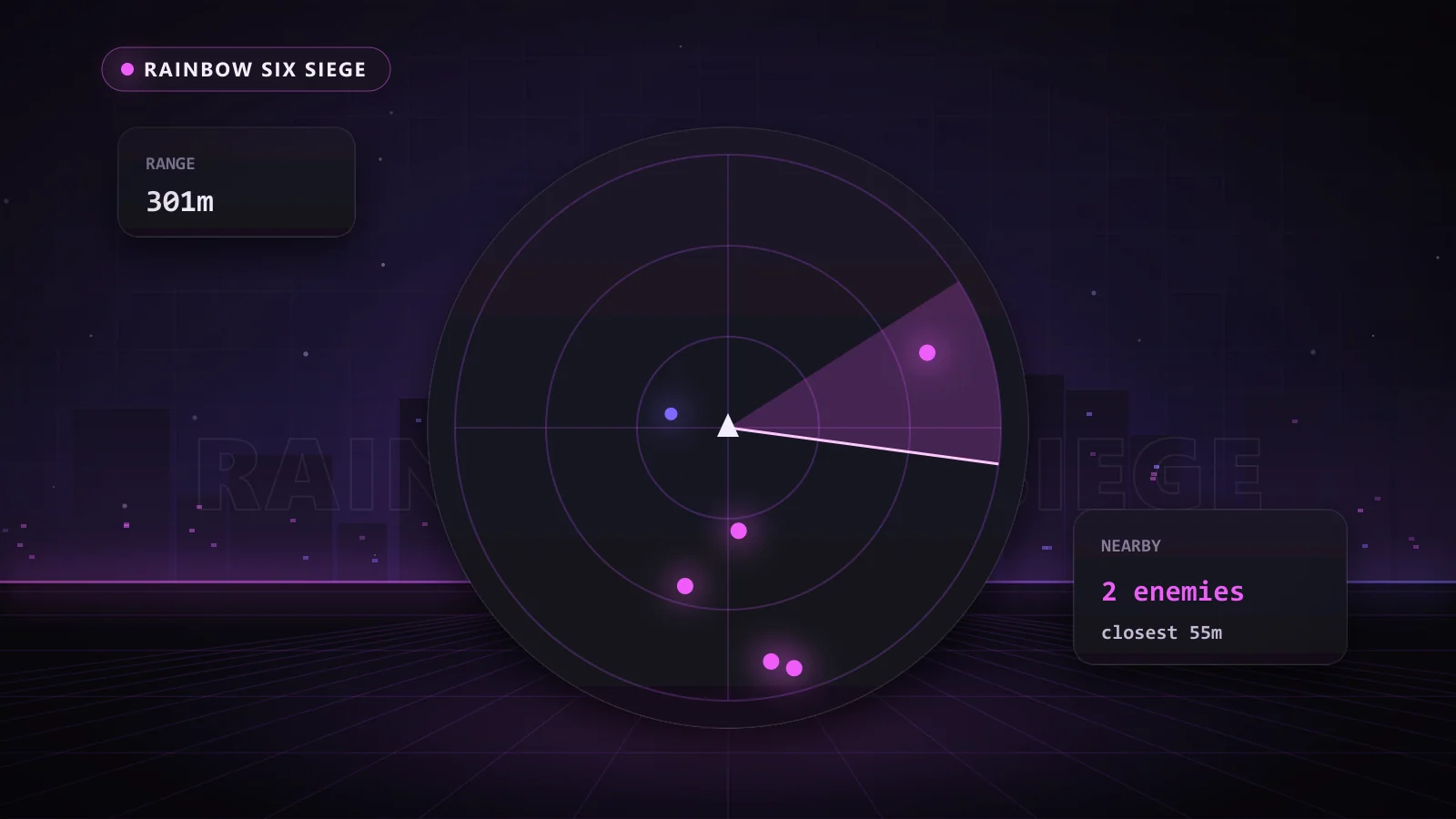 Illustration of a 2D radar showing nearby enemies in Rainbow Six Siege