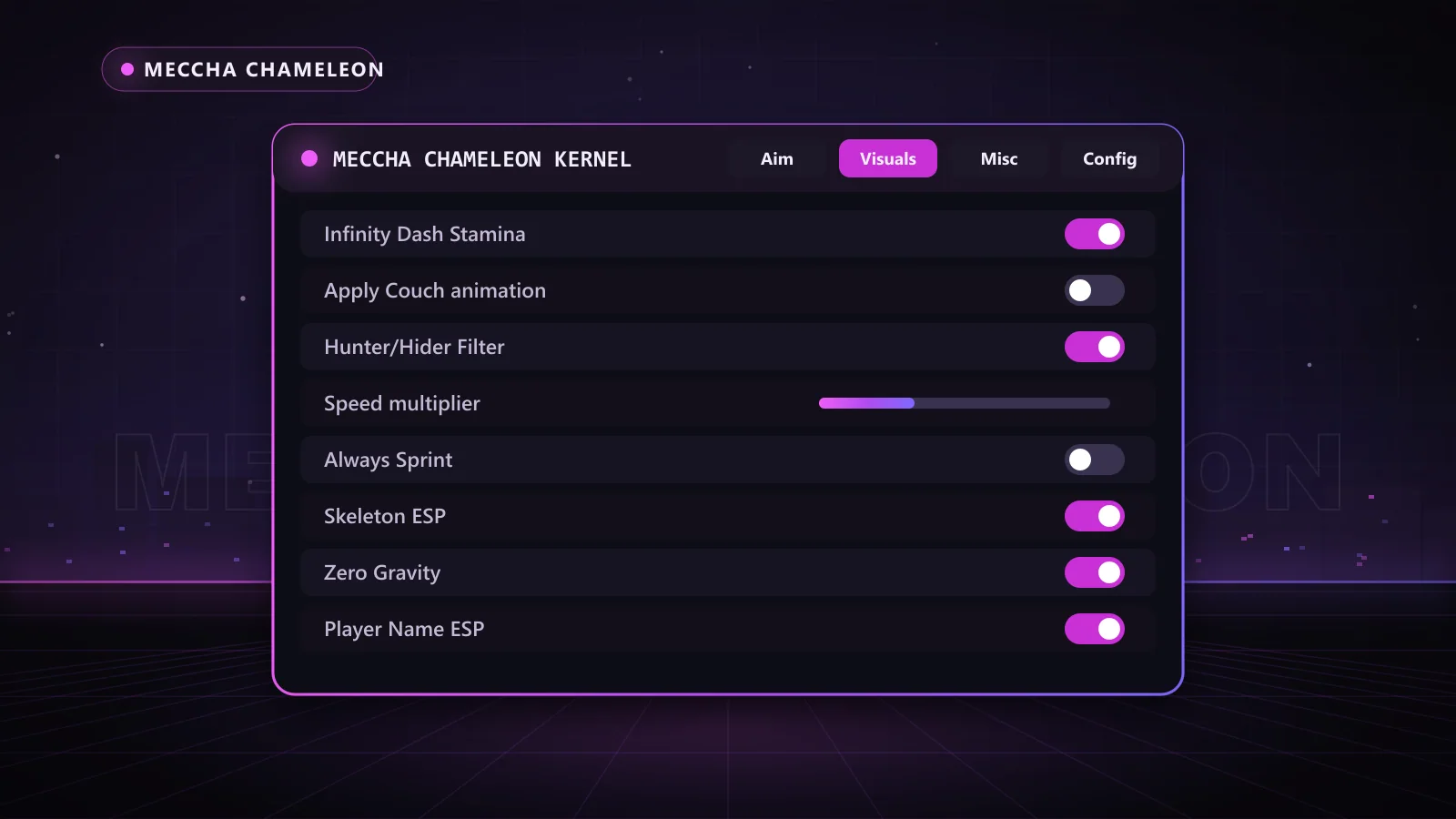 Meccha Chameleon Kernel for Meccha Chameleon: menu with Player Name ESP, Skeleton ESP, Box ESP