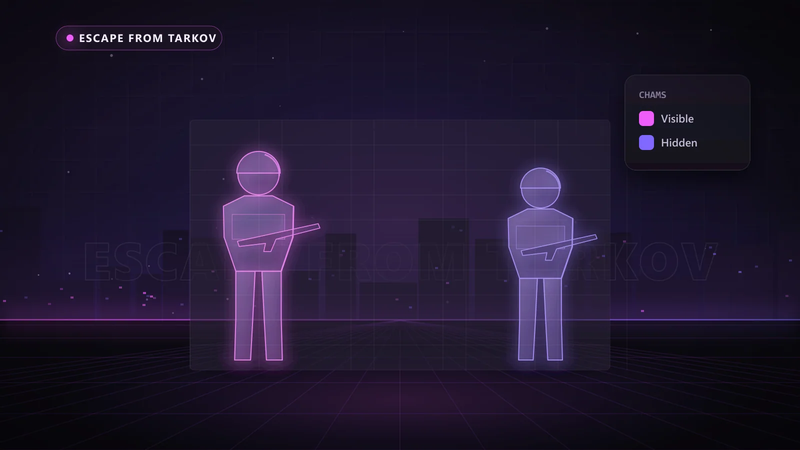 Illustration of ESP boxes, health bars and distance tags on enemy players in Escape from Tarkov