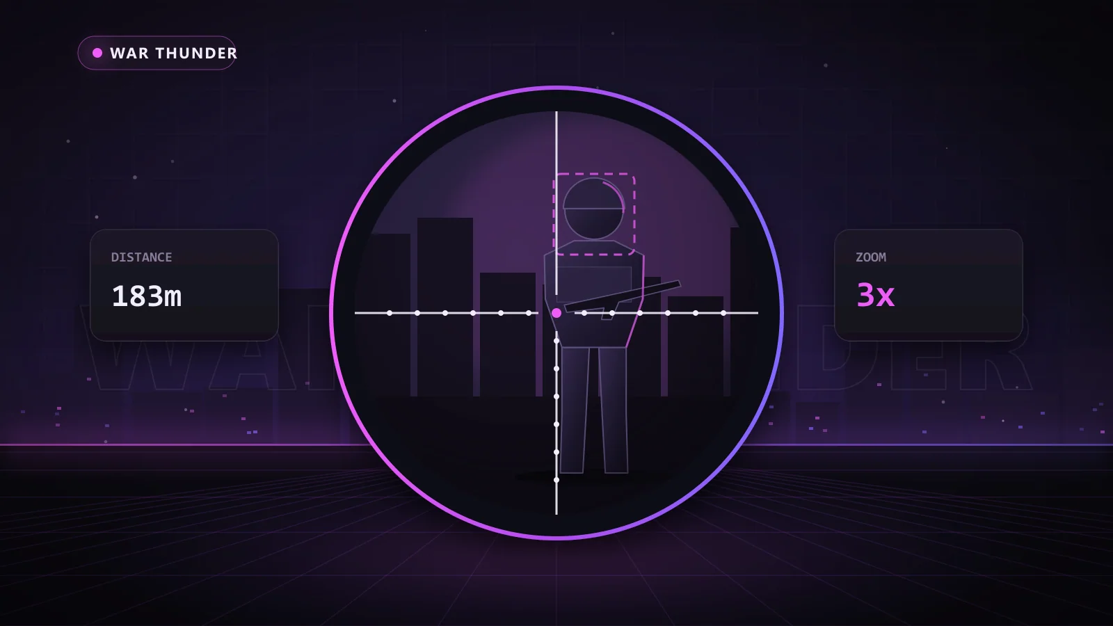 Illustration of an aim assist FOV circle locking onto a target in War Thunder