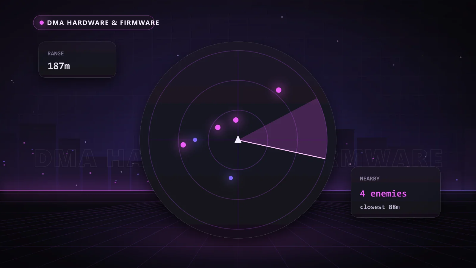 Illustration of a 2D radar showing nearby enemies in DMA Hardware & Firmware