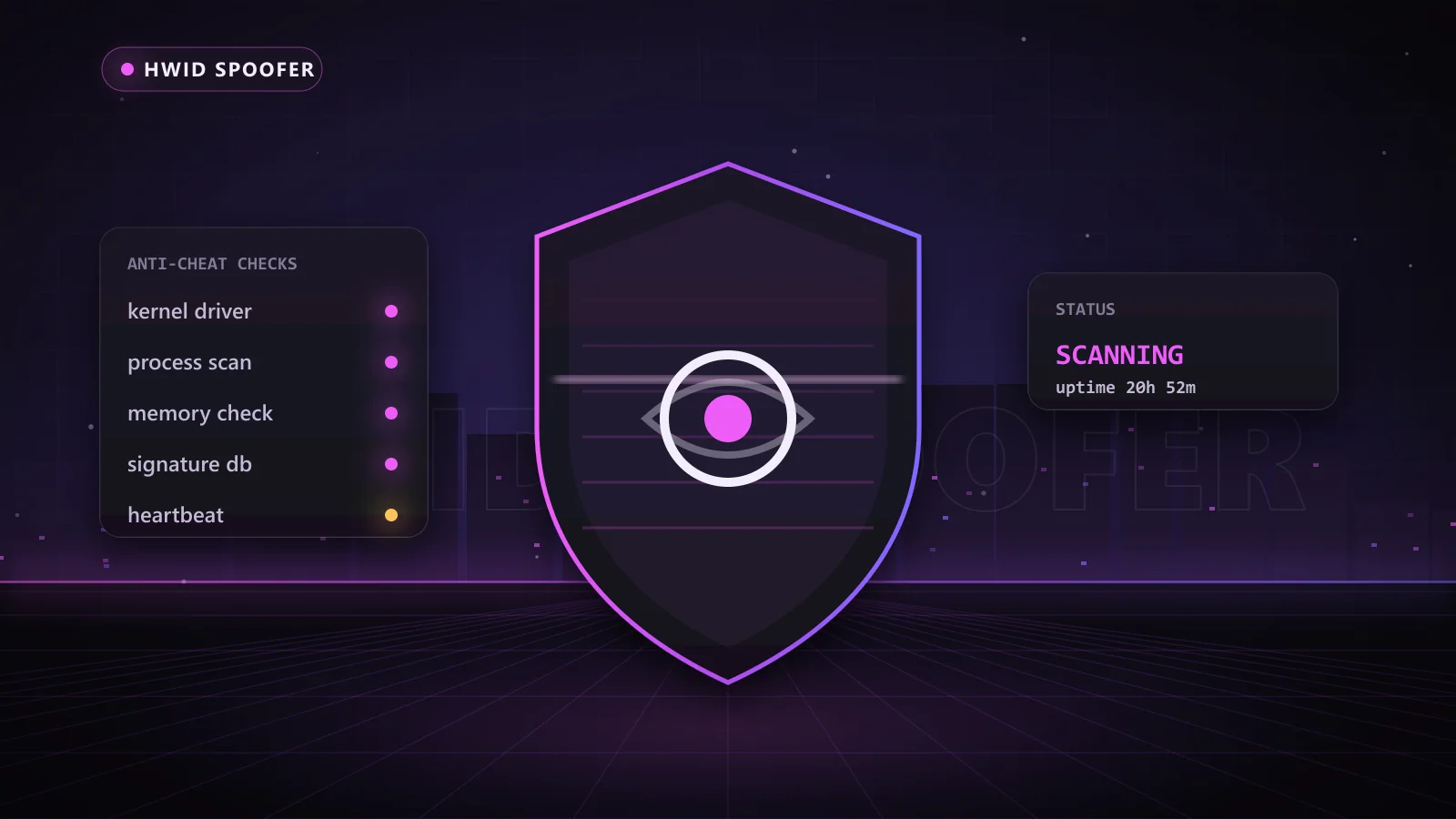 Illustration of an anti-cheat scan being monitored in HWID Spoofer