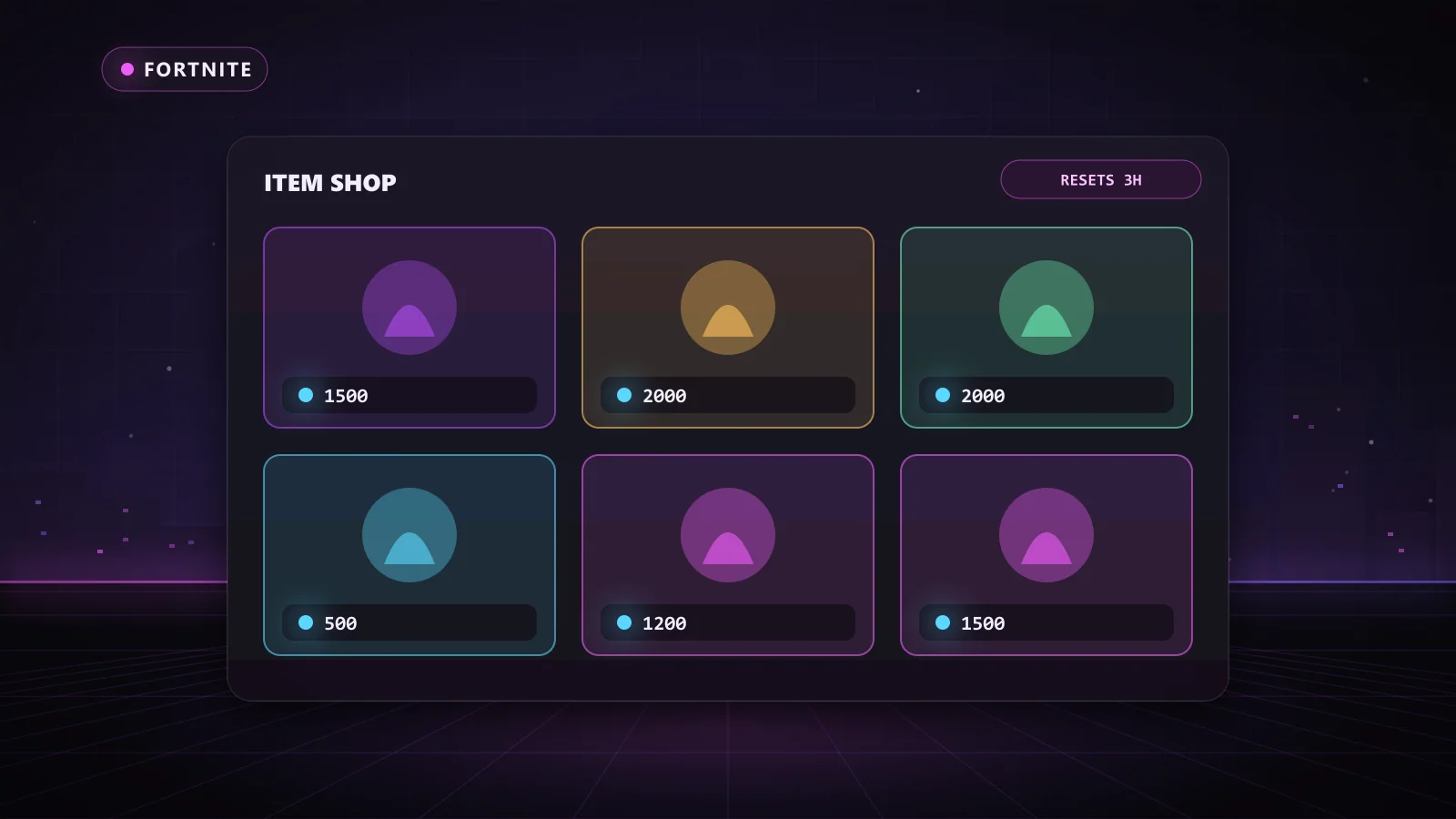 Item shop grid with V-Bucks prices