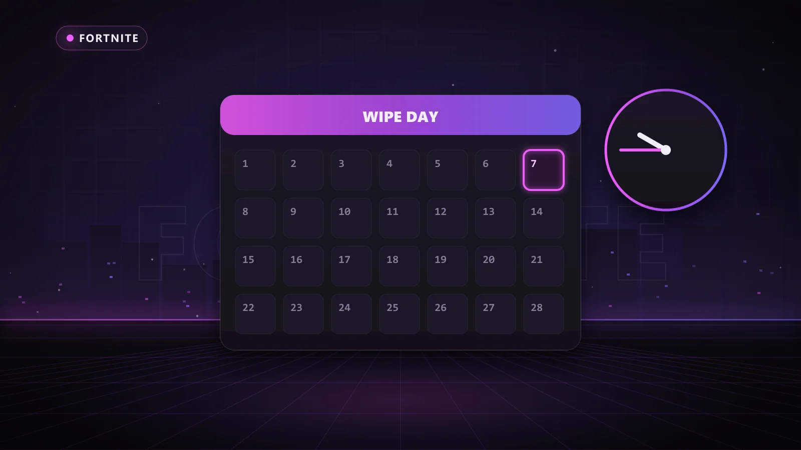 Calendar showing the item shop reset day