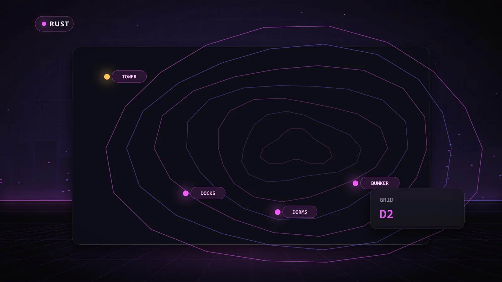 Missile silo map with points of interest