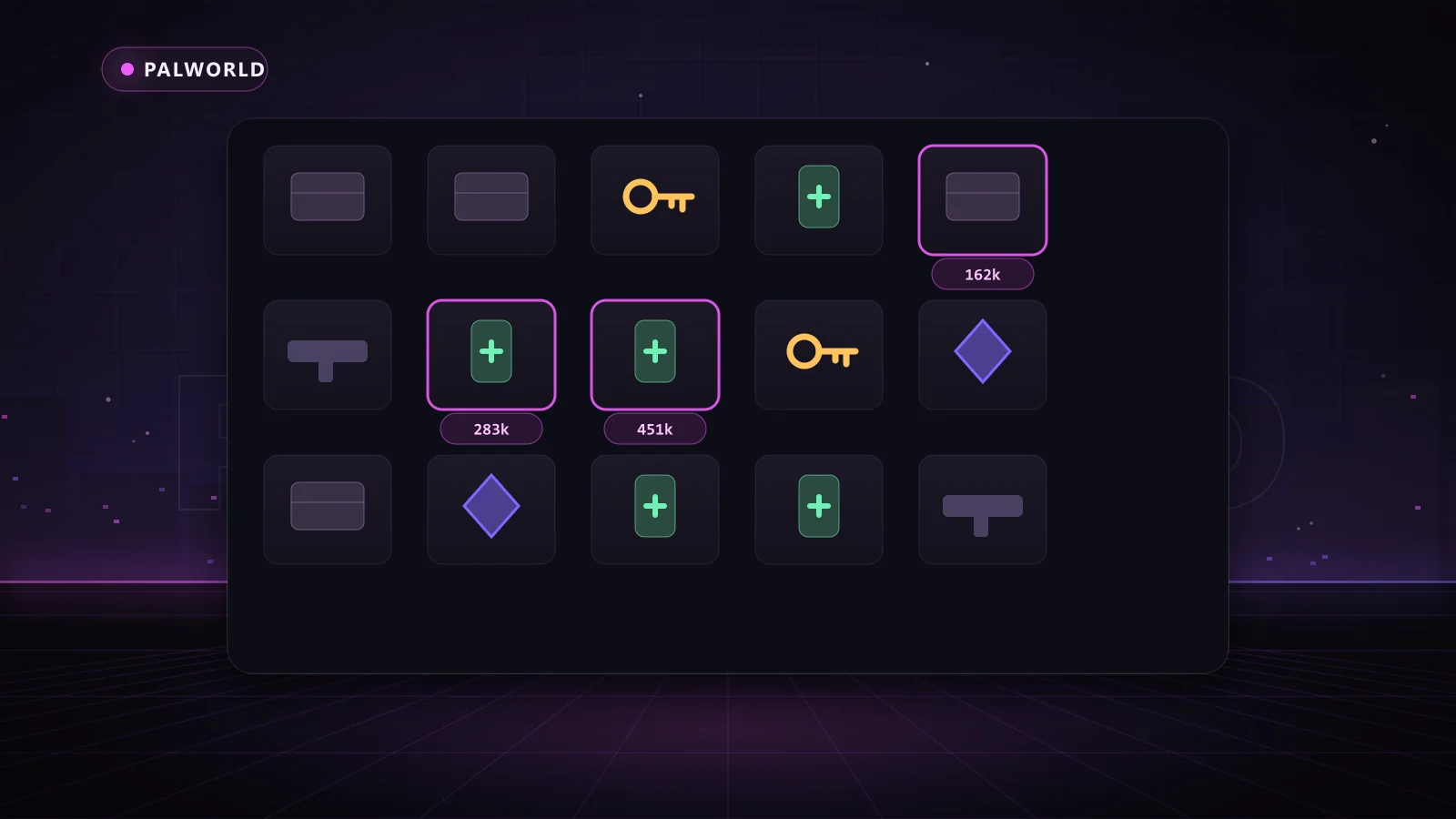 Palworld items and resources grid