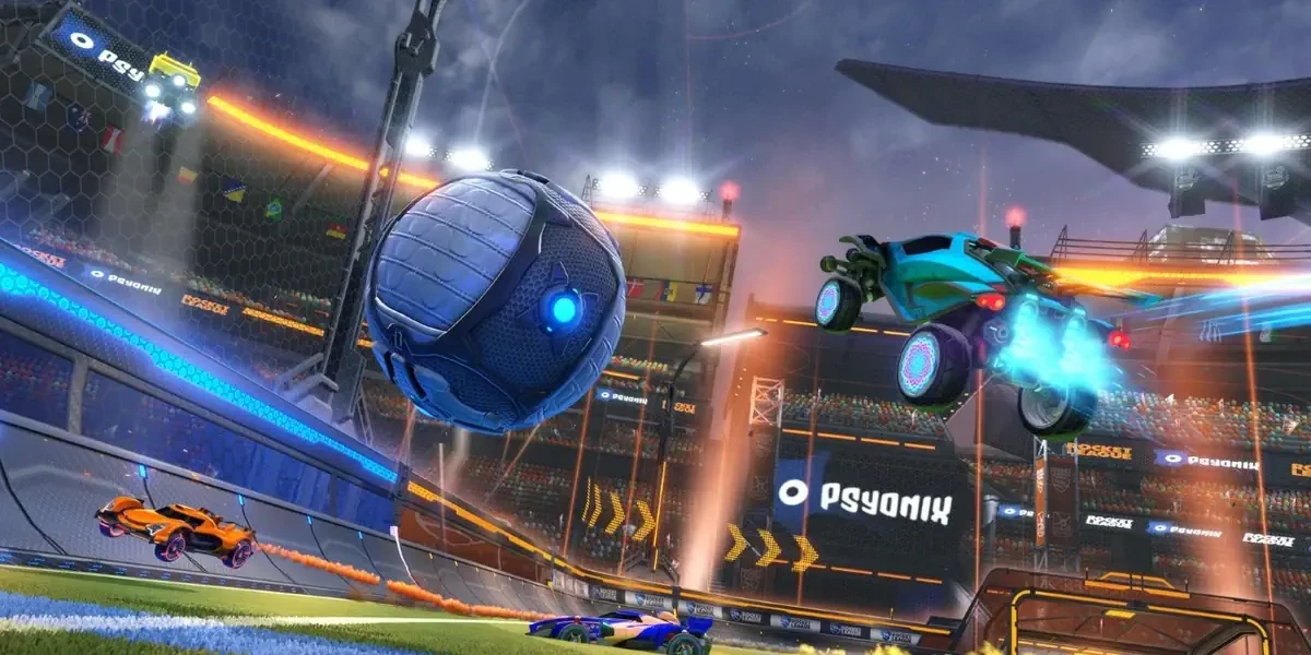 Rocket League bot gameplay with aerial play player detection boost and rotations