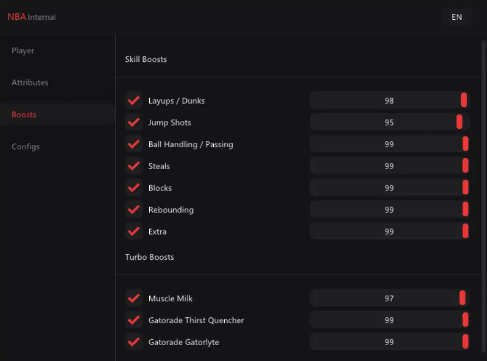 NBA 2K27 Hero Boosts Menu