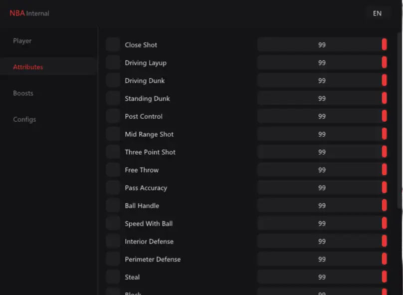 NBA 2K27 Hero Attributes Menu