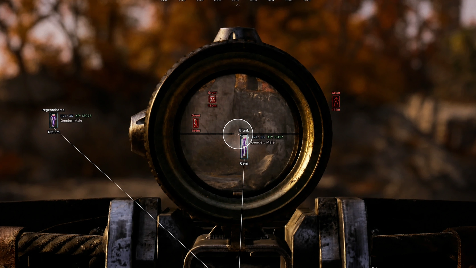 Player and distance information displayed during Hunt Showdown