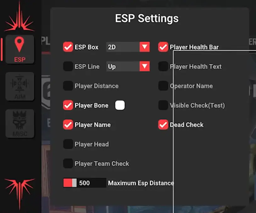 R6 Crusader ESP Settings