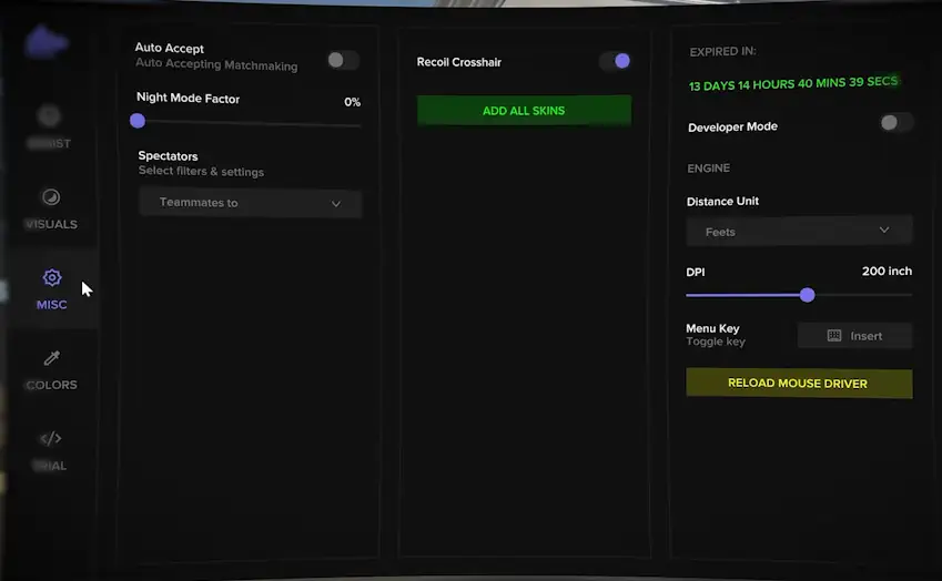 CS2 Fecurity Misc / Skin Changer Menu