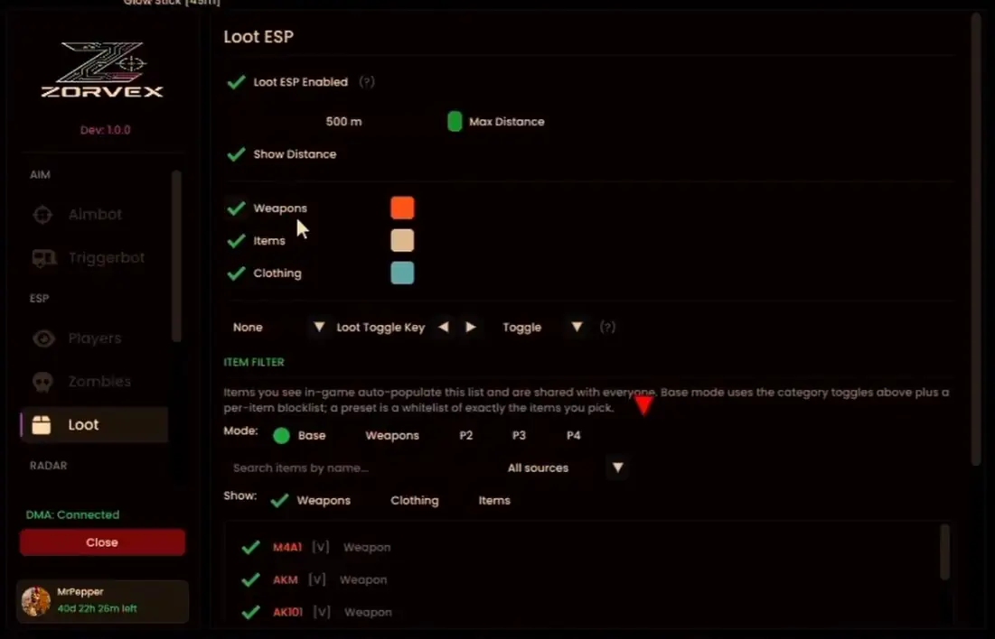 DayZ DMA Loot ESP