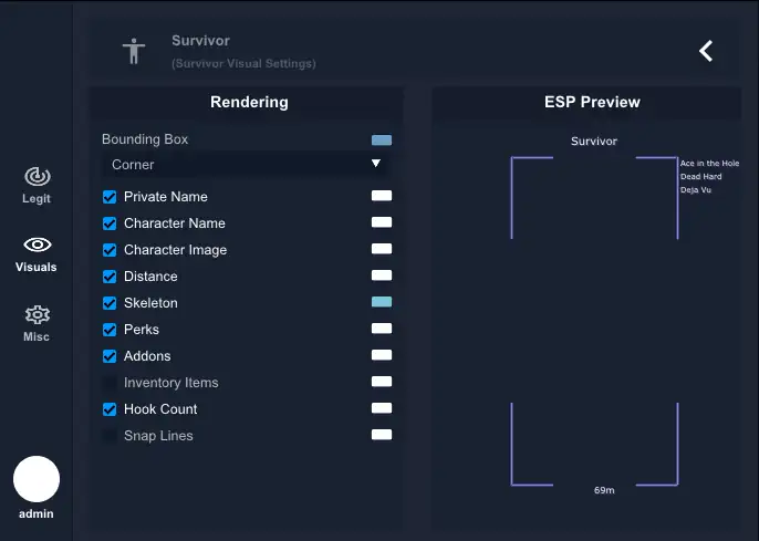 Dead By Daylight DMA Player ESP Menu