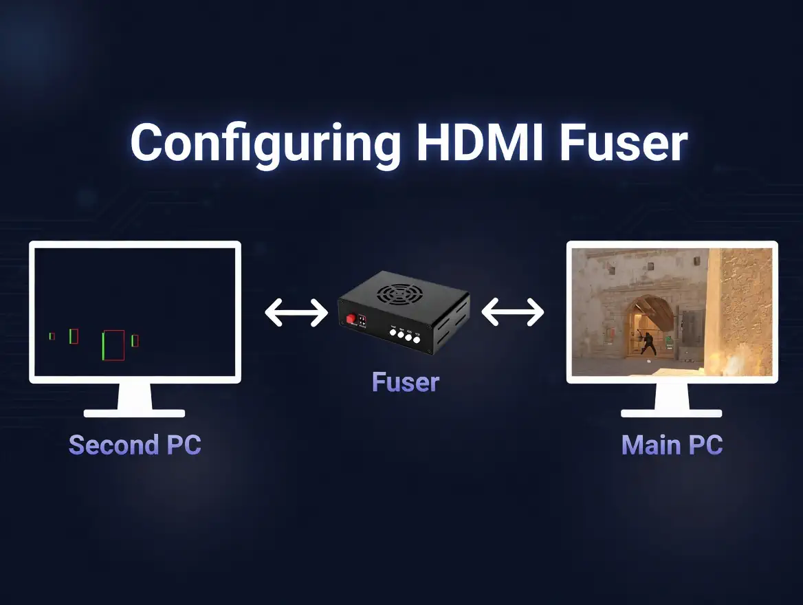 HDMI fuser configuration diagram showing hardware connections and signal flow