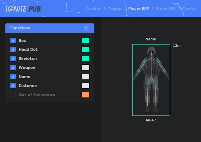 Fortnite ESP player information for the opening phase