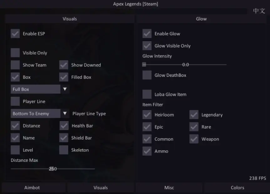 Kernaim Apex ESP & Visuals Menu