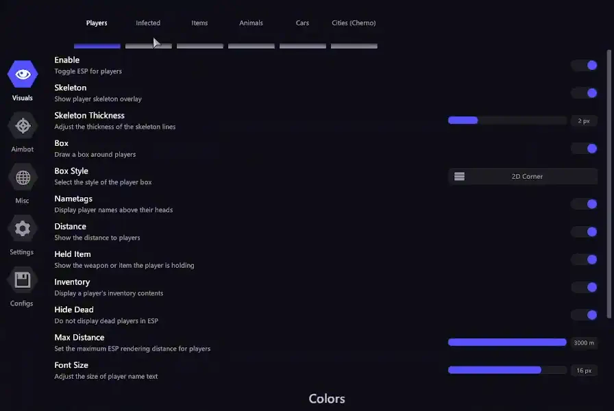 Klar DayZ Player ESP Menu