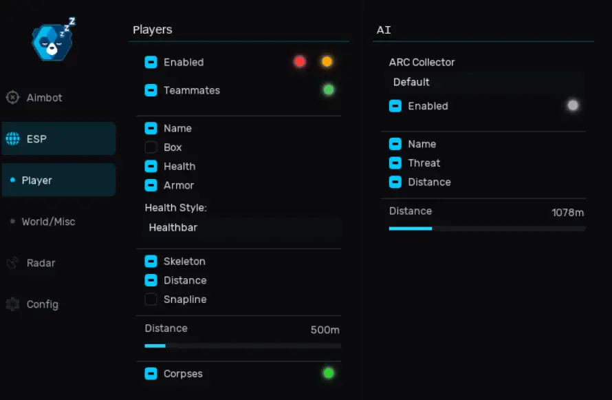 Arc Raiders Nocturnal Player ESP Menu