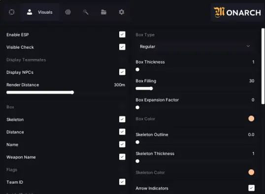 Rust Monarch External Visuals Menu