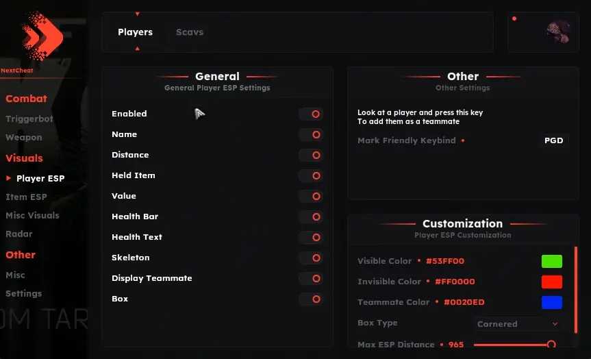 EFT Next Cheat Lite Player ESP
