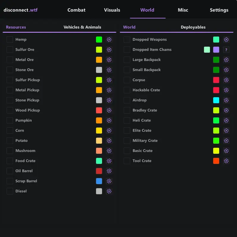 Rust Disconnect Internal World Menu