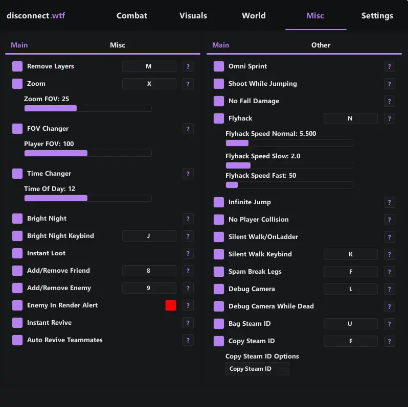 Rust Disconnect Internal Misc Menu