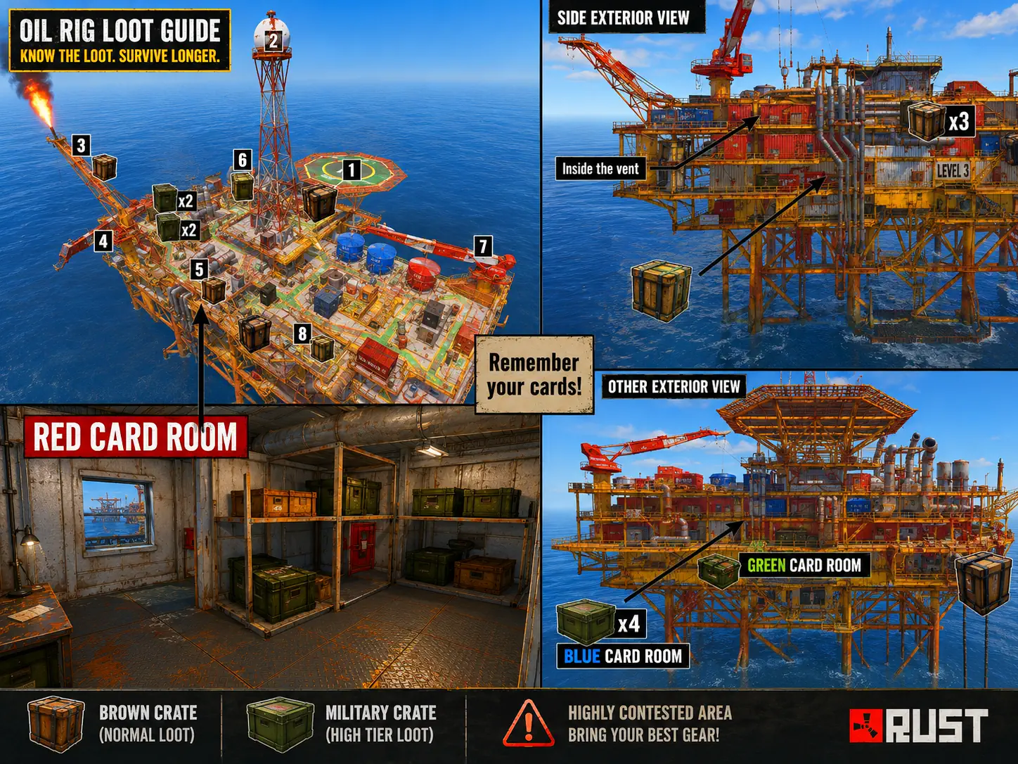 Rust Large Oil Rig monument overview showing the offshore oil platform and towers