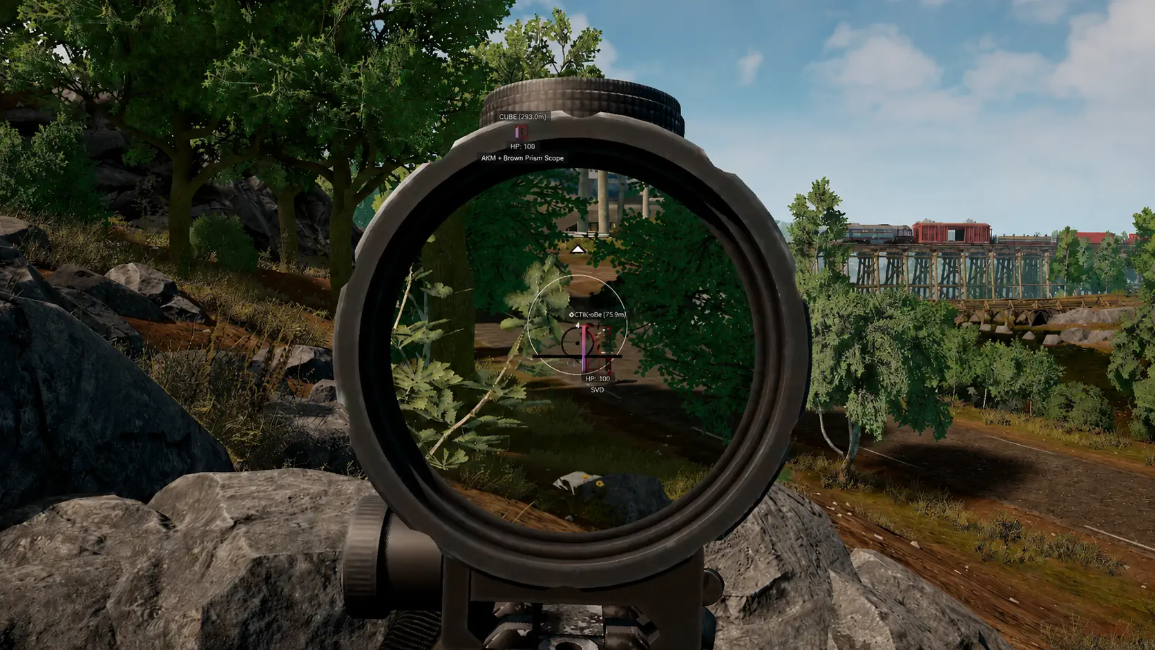 Squad ESP overlay marking infantry near a compound