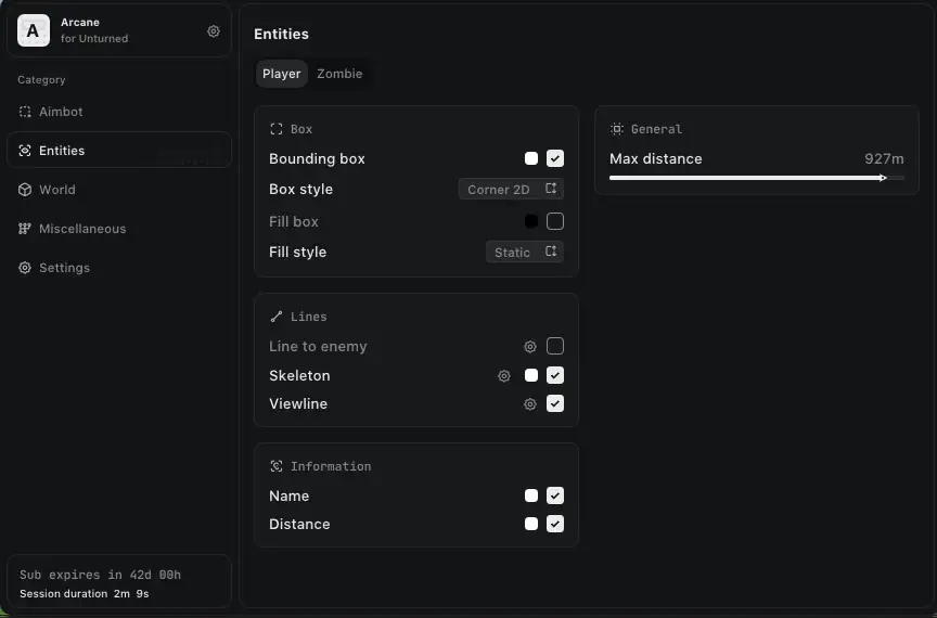 Unturned Arcane ESP Menu